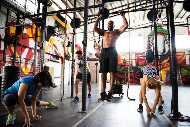 Group workout at a CrossFit gym