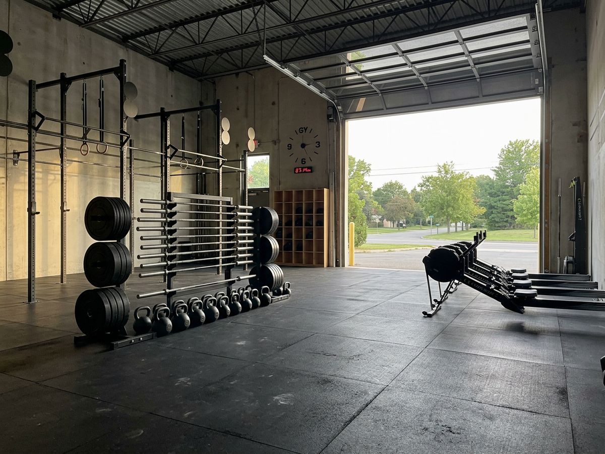 Empty functional fitness gym in morning light